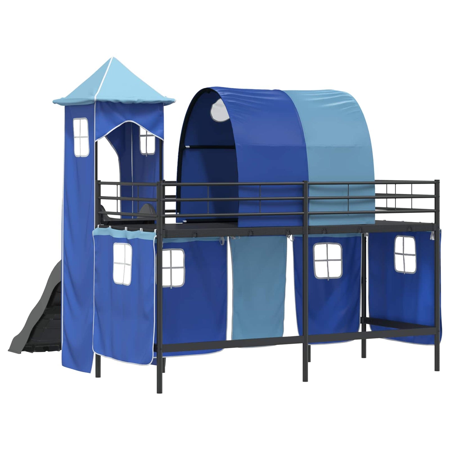 Kids'Bunk Bed Frame Plain Black and Blue 75 x 190 cm Metal