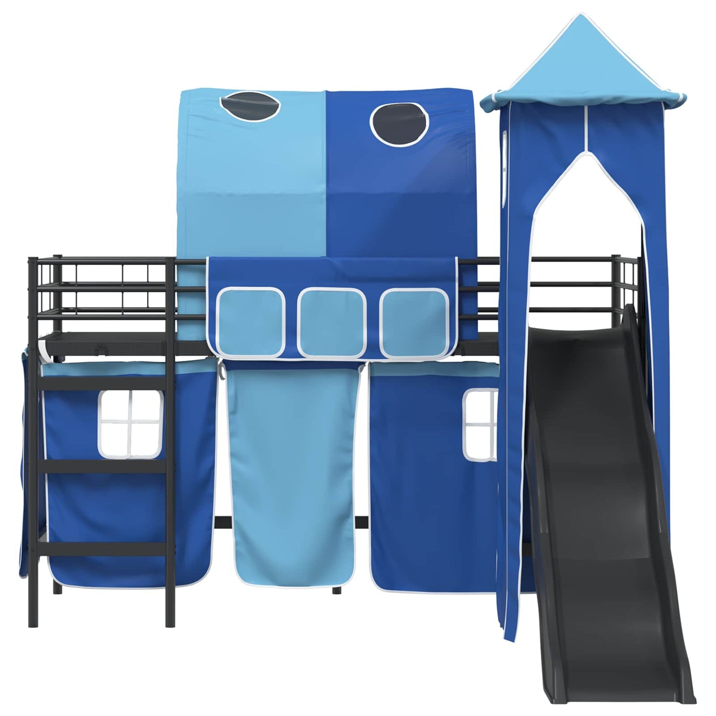 Kids'Bunk Bed Frame Plain Black and Blue 75 x 190 cm Metal
