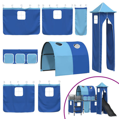 Kids'Bunk Bed Frame Plain Black and Blue 75 x 190 cm Metal