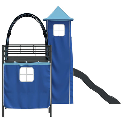 Kids'Bunk Bed Frame Plain Black and Blue 75 x 190 cm Metal
