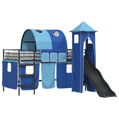 Kids'Loft Bed Frame Plain Black and Blue 80 x 200 cm Metal
