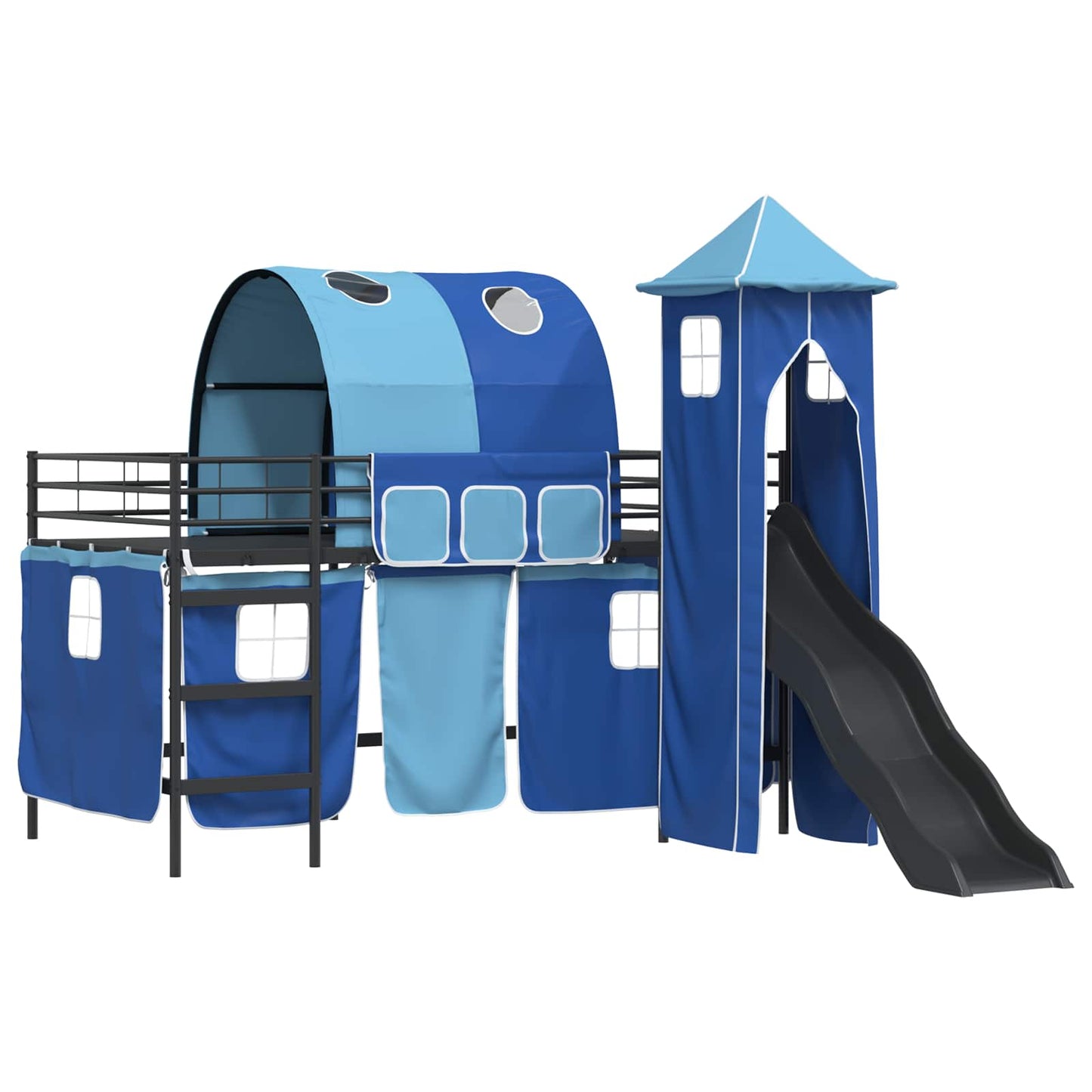 Kids'Loft Bed Frame Plain Black and Blue 80 x 200 cm Metal