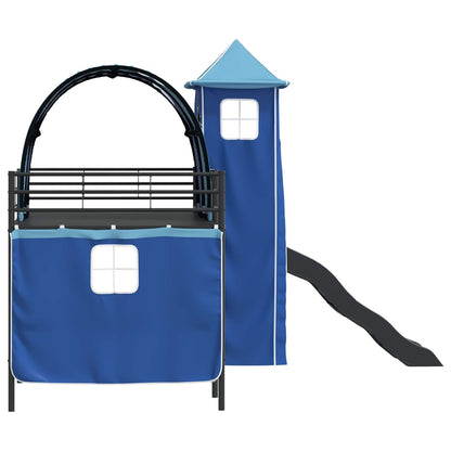 Kids'Loft Bed Frame Plain Black and Blue 80 x 200 cm Metal