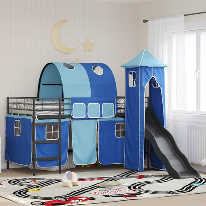 Kids'Loft Bed Frame Black and Blue 90 x 200 cm Metal