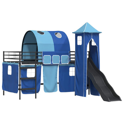 Kids'Loft Bed Frame Black and Blue 90 x 200 cm Metal