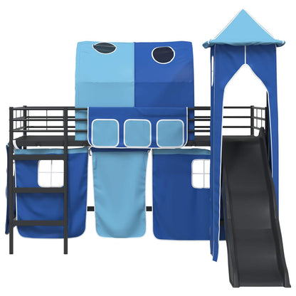 Kids'Loft Bed Frame Black and Blue 90 x 200 cm Metal