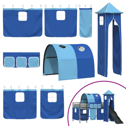Kids'Loft Bed Frame Black and Blue 90 x 200 cm Metal