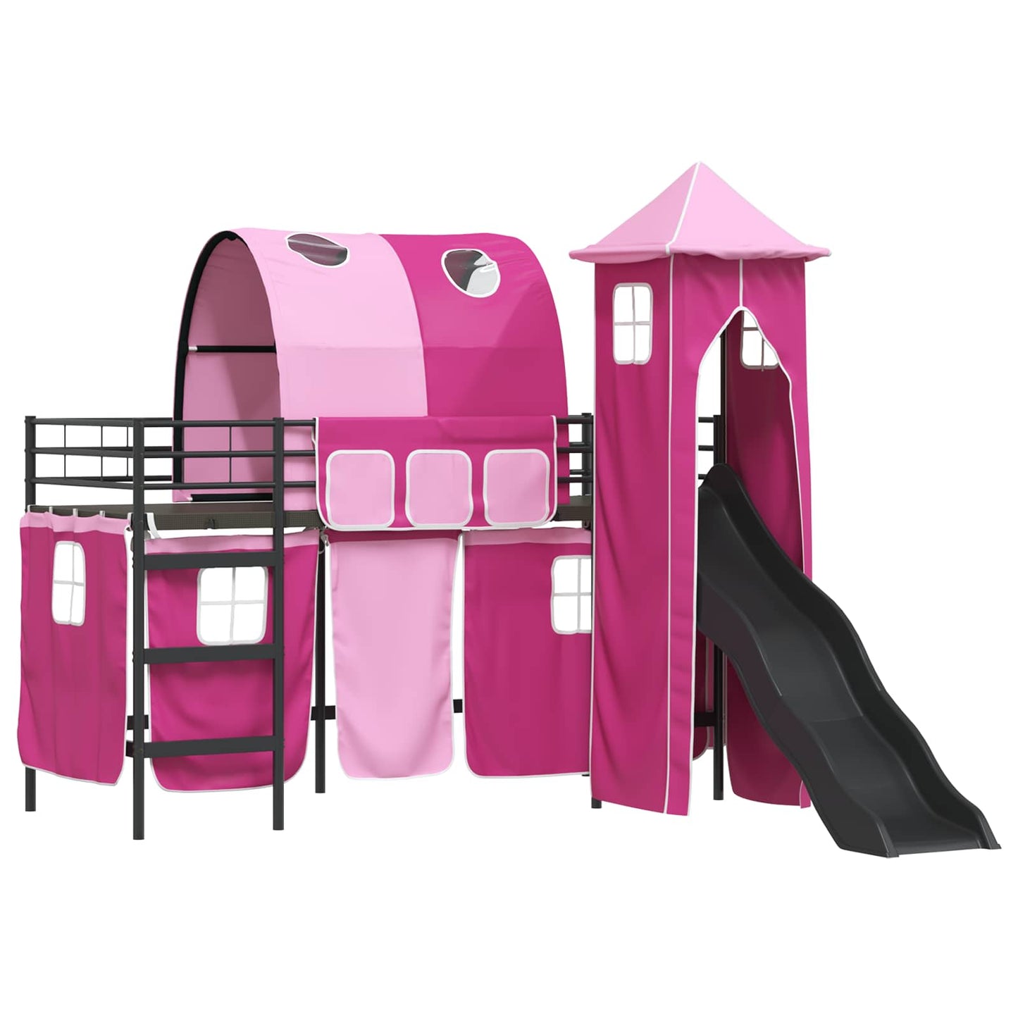 Kids'Loft Bed Frame Plain Black and Pink 75 x 190 cm Metal