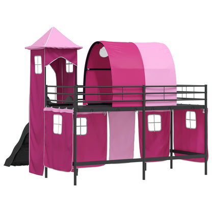 Kids'Loft Bed Frame Plain Black and Pink 75 x 190 cm Metal