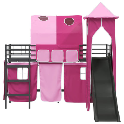 Kids'Loft Bed Frame Black and Pink 90 x 190 cm Metal