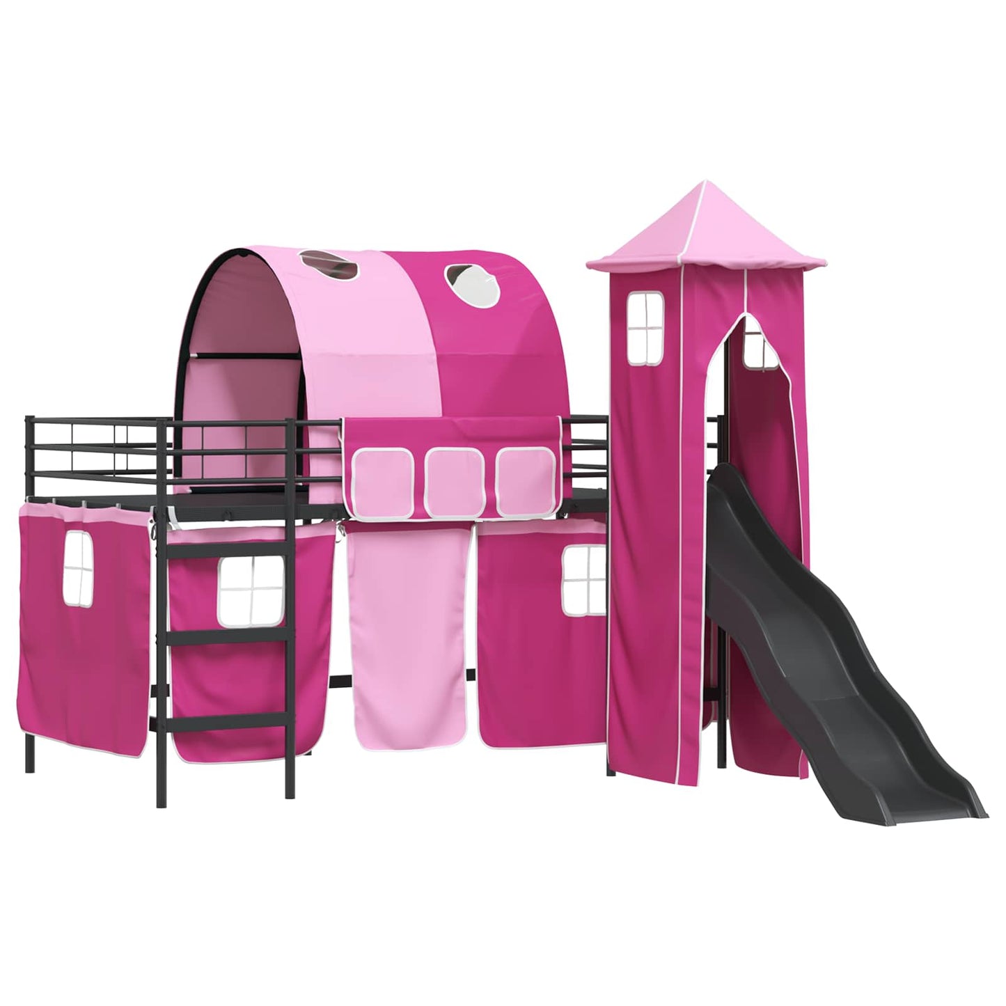 Kids'Loft Bed Frame Black and Pink 90 x 200 cm Metal