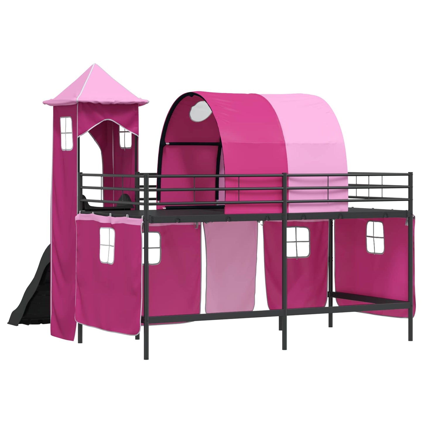Kids'Loft Bed Frame Black and Pink 90 x 200 cm Metal