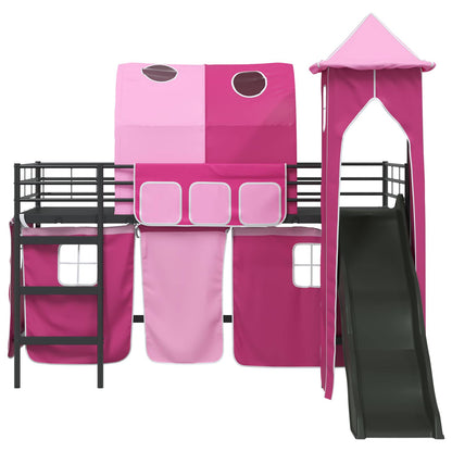 Kids'Loft Bed Frame Black and Pink 90 x 200 cm Metal