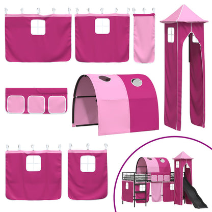 Kids'Loft Bed Frame Black and Pink 90 x 200 cm Metal
