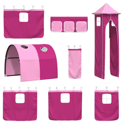 Kids'Loft Bed Frame Black and Pink 90 x 200 cm Metal