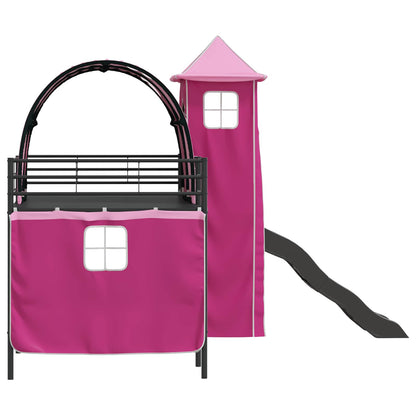 Kids'Loft Bed Frame Black and Pink 90 x 200 cm Metal