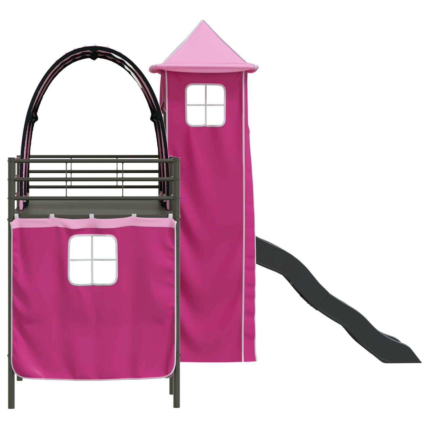 Kids'Loft Bed Frame Plain Black and Pink 100 x 190 cm Metal