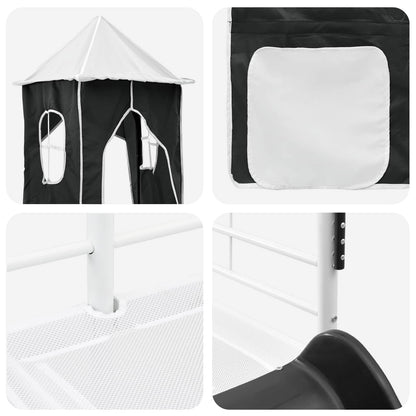 Kids'Loft Bed Frame Plain White and Black 75 x 190 cm Metal