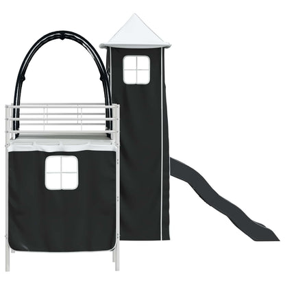 Kids'Loft Bed Frame Plain White and Black 75 x 190 cm Metal