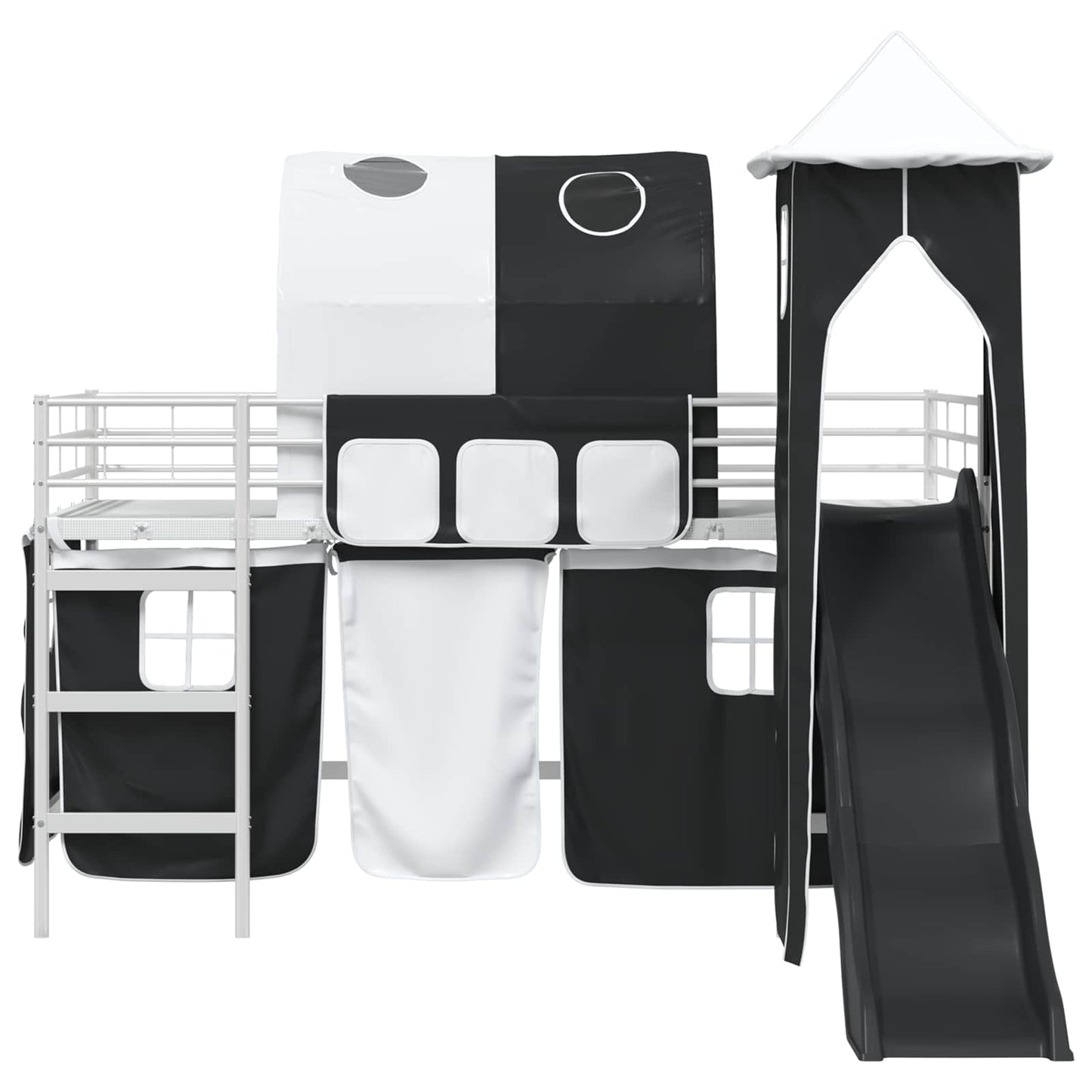 Kids'Loft Bed Frame Plain White and Black 80 x 200 cm Metal