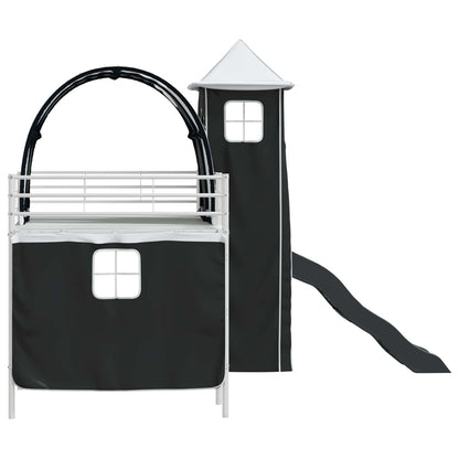 Kids'Loft Bed Frame Plain White and Black 90 x 200 cm Metal