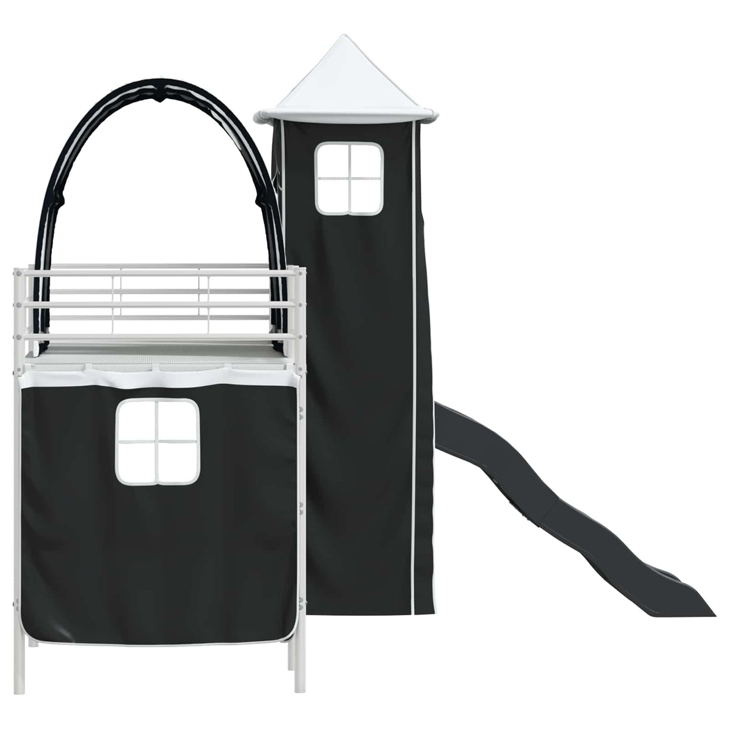 Kids'Loft Bed Frame Plain White and Black 100 x 190 cm Metal