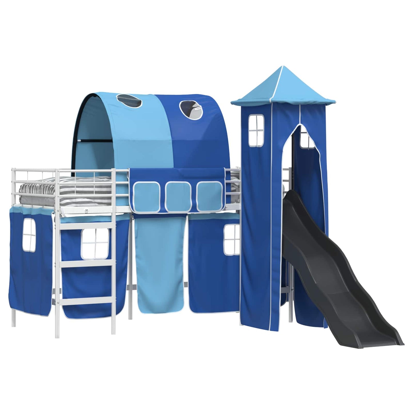 Kids'Loft Bed Frame Plain White and Blue 75 x 190 cm Metal