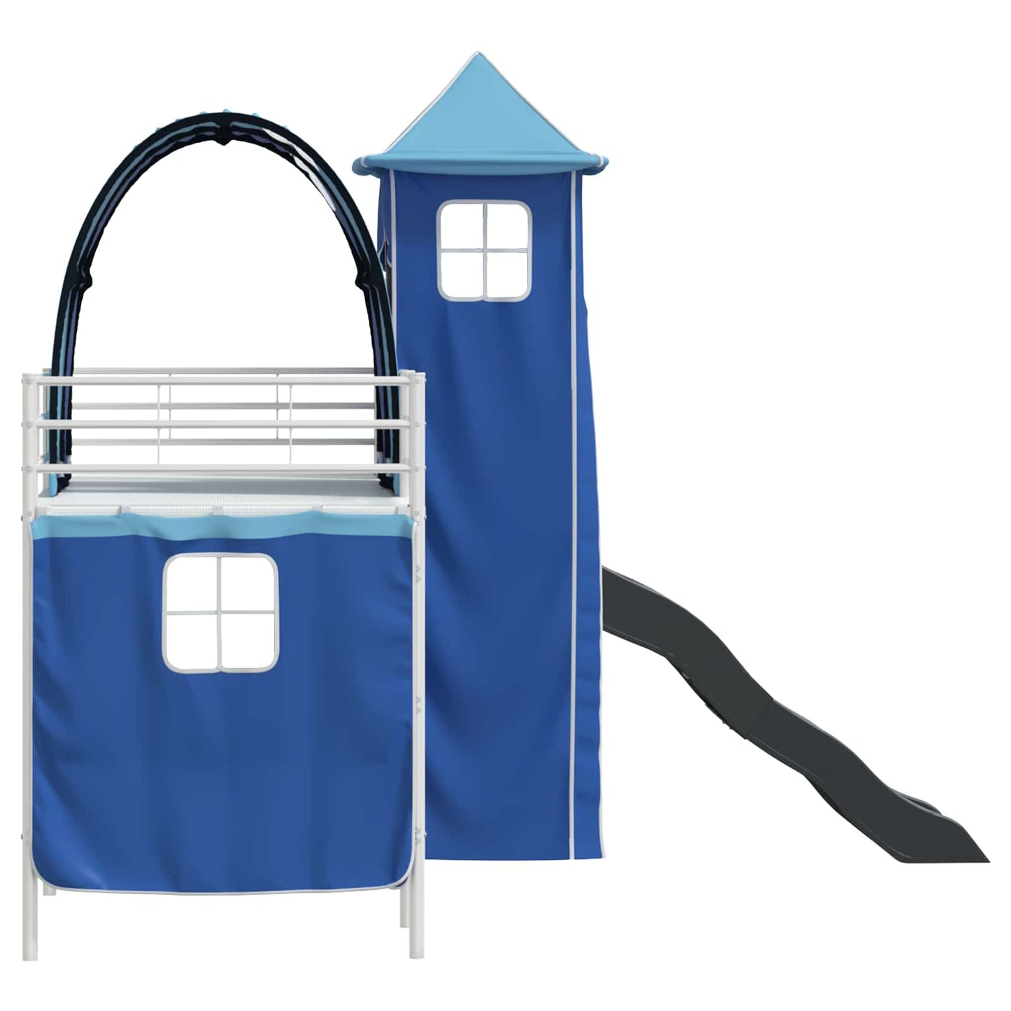 Kids'Loft Bed Frame Plain White and Blue 75 x 190 cm Metal