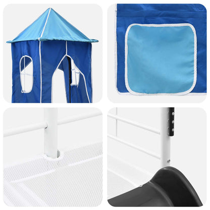 Kids'Bunk Bed Frame Plain White and Blue 80 x 200 cm Metal