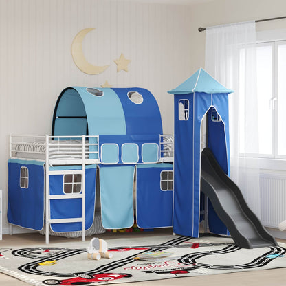 Kids'Bunk Bed Frame Plain White and Blue 80 x 200 cm Metal