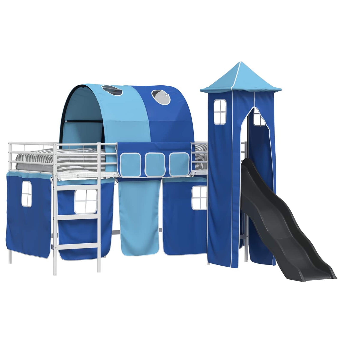 Kids'Bunk Bed Frame Plain White and Blue 80 x 200 cm Metal