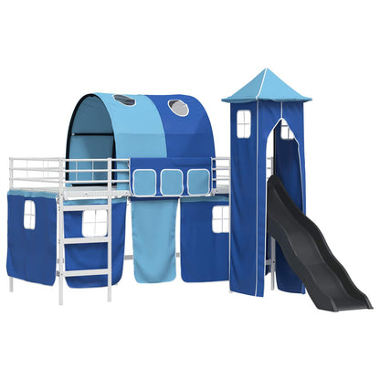 Kids'Bunk Bed Frame Plain White and Blue 80 x 200 cm Metal