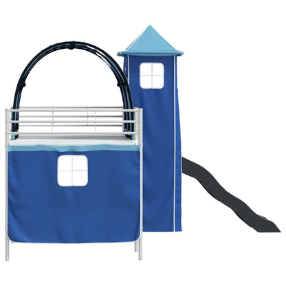Kids'Bunk Bed Frame Plain White and Blue 80 x 200 cm Metal