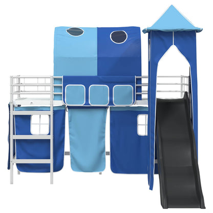 Kids'Loft Bed Frame Plain White and Blue 90 x 190 cm Metal