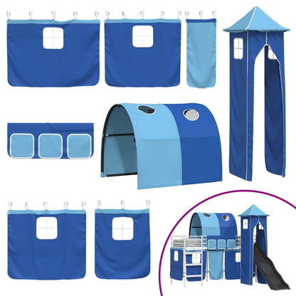 Kids'Loft Bed Frame Plain White and Blue 90 x 190 cm Metal