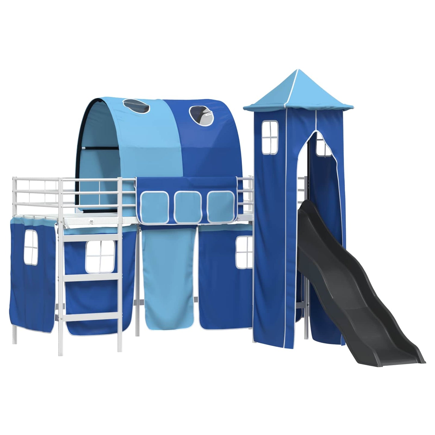 Kids'Loft Bed Frame Plain White and Blue 100 x 190 cm Metal