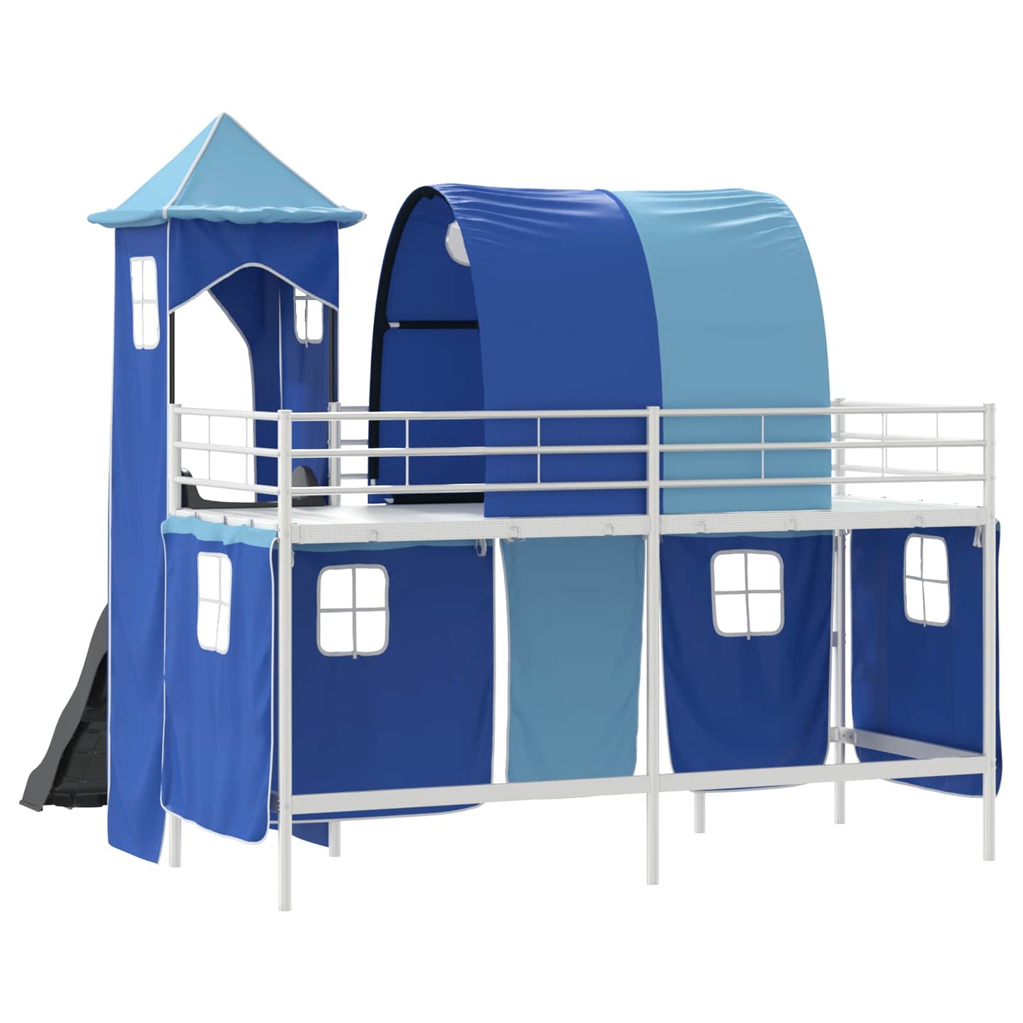 Kids'Loft Bed Frame Plain White and Blue 100 x 190 cm Metal