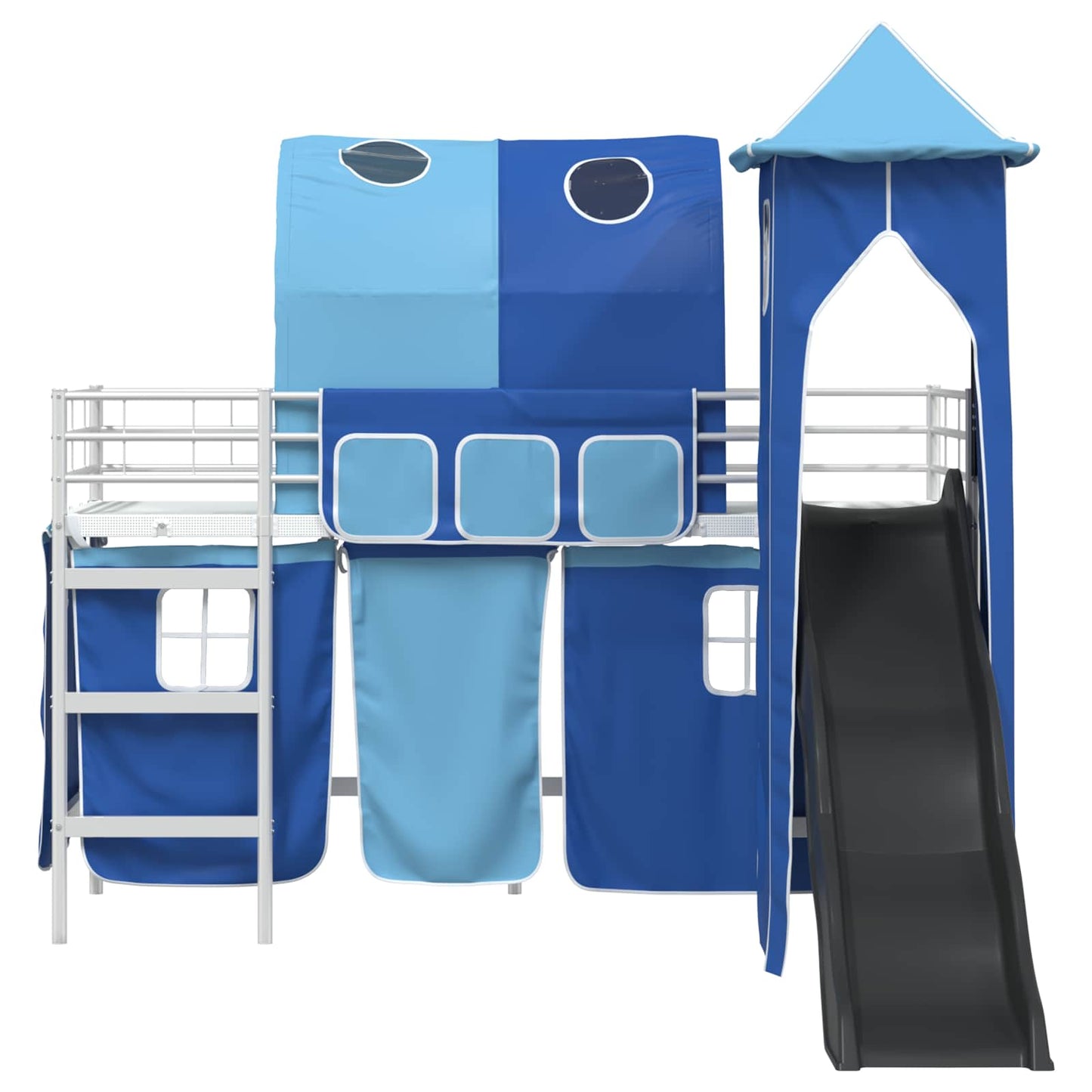Kids'Loft Bed Frame Plain White and Blue 100 x 190 cm Metal