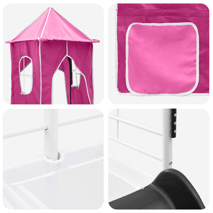 Kids'Loft Bed Frame White and Pink 100 x 190 cm Metal