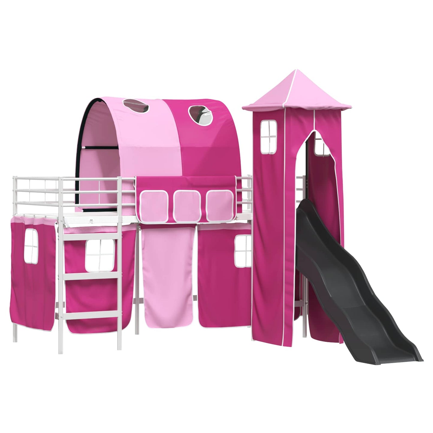 Kids'Loft Bed Frame White and Pink 100 x 190 cm Metal