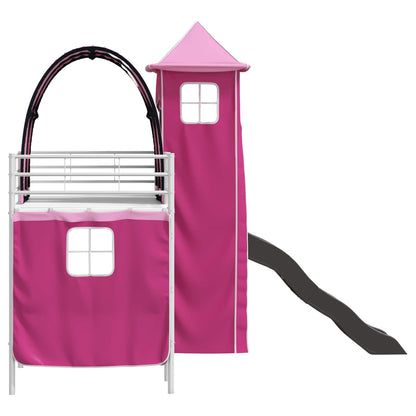 Kids'Loft Bed Frame White and Pink 100 x 190 cm Metal