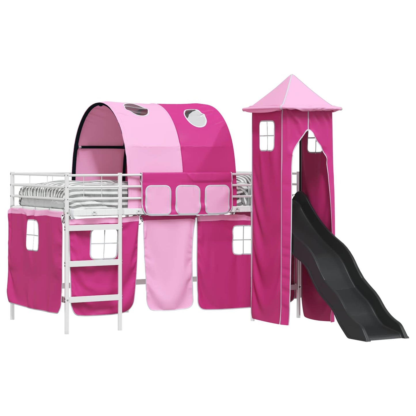 Kids'Loft Bed Frame White and Pink 100 x 200 cm Metal