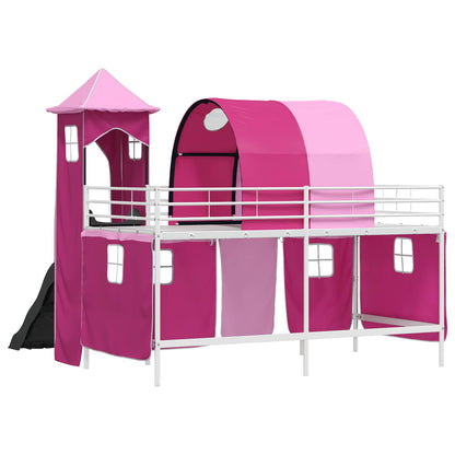 Kids'Loft Bed Frame White and Pink 100 x 200 cm Metal