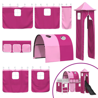 Kids'Loft Bed Frame White and Pink 100 x 200 cm Metal