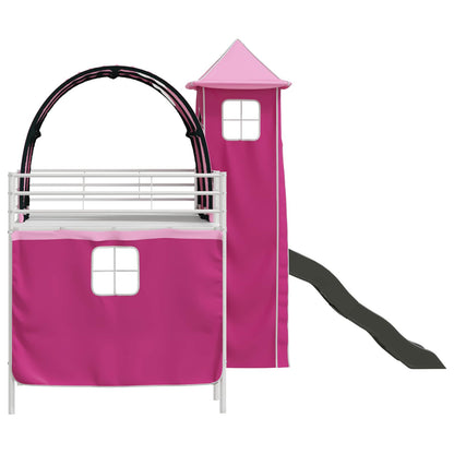 Kids'Loft Bed Frame White and Pink 100 x 200 cm Metal