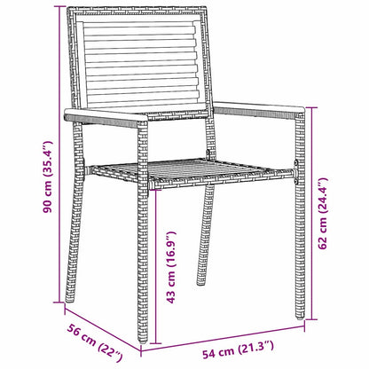 Garden Stacking Chairs 4 pcs Brown and Black 54 x 56 x 90 cm