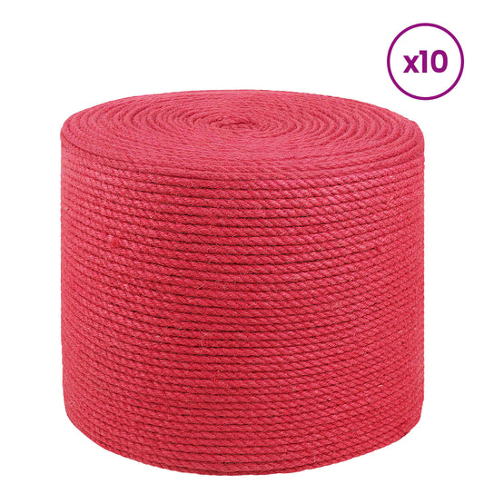 10 pcs 2 mm Red 100% Tossa jute