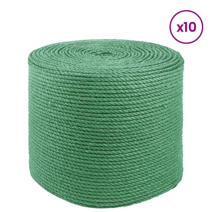 Jute Rope 10 pcs Green 100% Tossa jute