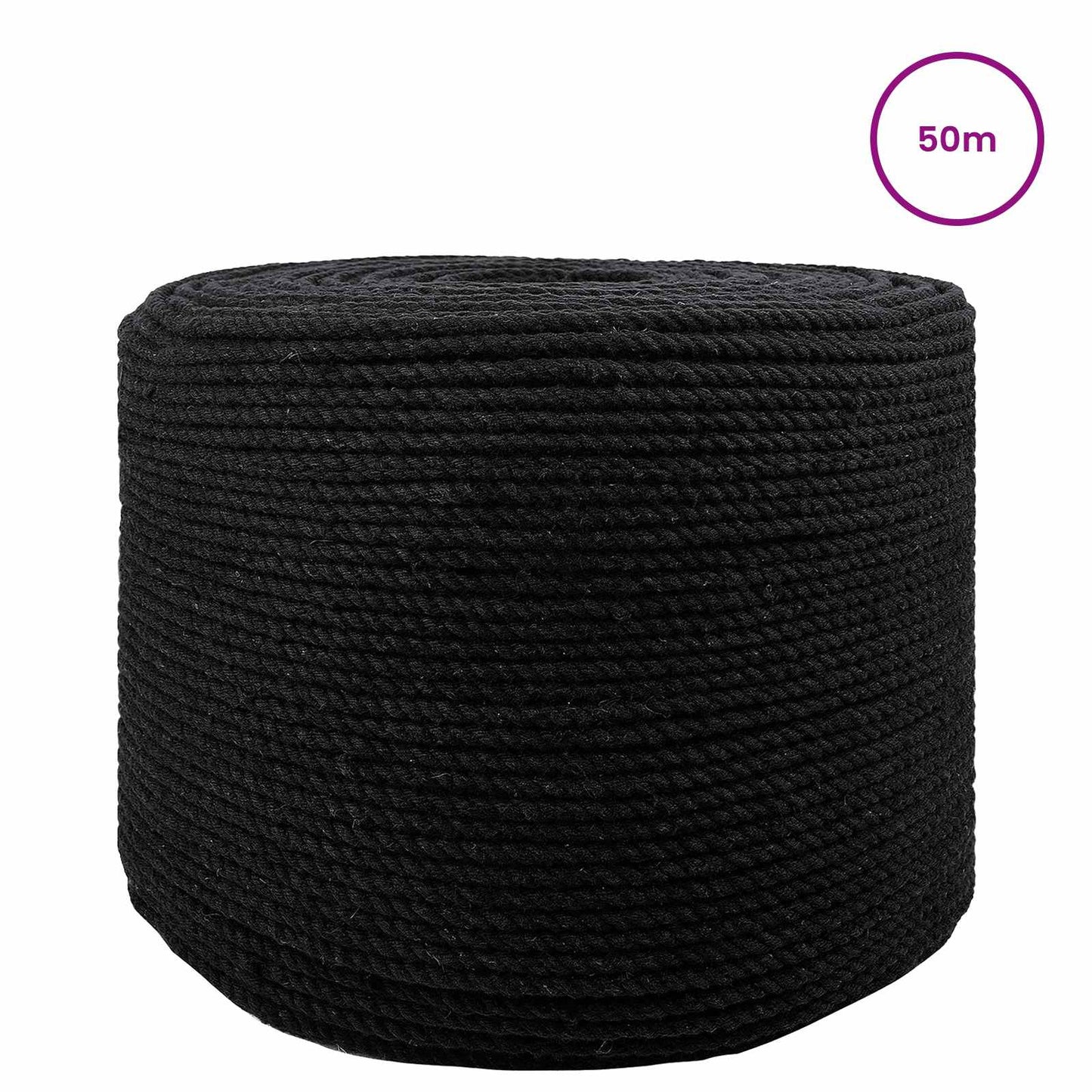 Rope Black 0.8 x 0.8 x 5000 cm Cotton