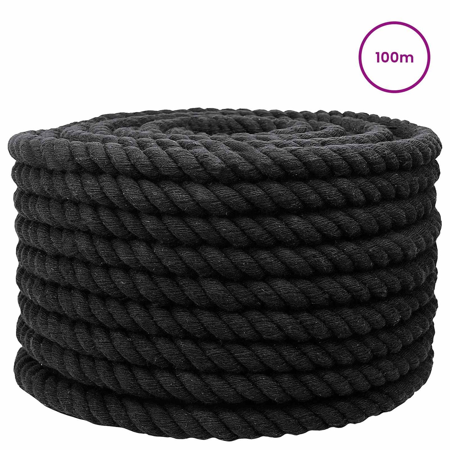 Rope Black 2 x 2 x 10000 cm Cotton
